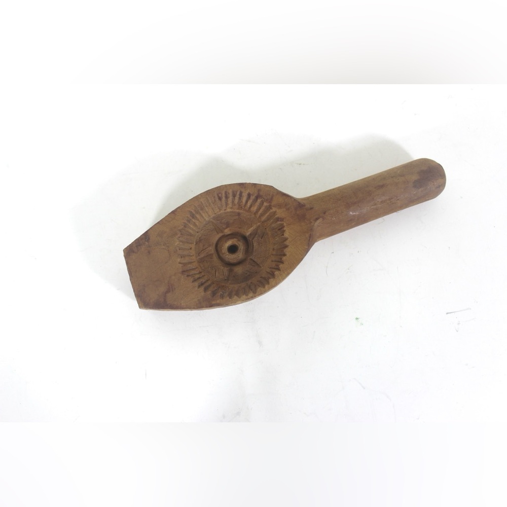 Antique Primitive Carved Wood Butter Mold